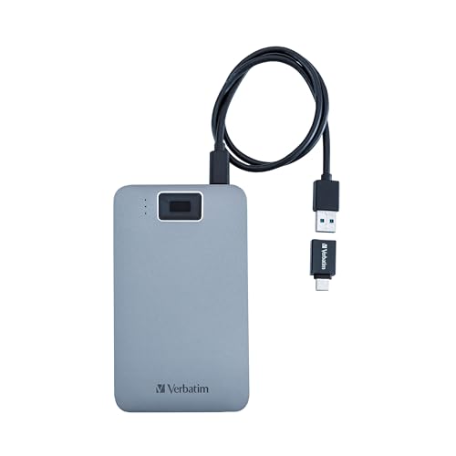 Verbatim Executive Fingerprint Secure HDD, 1 TB, Grau, Externe Festplatte mit Fingerabdruckscanner, USB 3.1 GEN 1, für Windows & Mac OSX, tragbare Festplatte, USB-C Festplatte Verbatim Executive Fingerprint Secure HDD, 1 TB, Grau, Externe Festplatte mit Fingerabdruckscanner, USB 3.1 GEN 1, für Windows & Mac OSX, tragbare Festplatte, USB-C Festplatte von Verbatim
