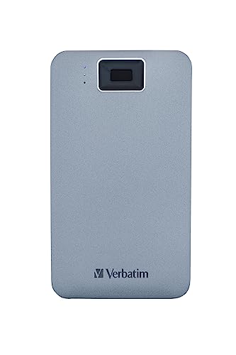 Verbatim Executive Fingerprint Secure HDD, 2 TB, Grau, Externe Festplatte mit Fingerabdruckscanner, USB 3.1 GEN 1, für Windows & Mac OSX, tragbare Festplatte, USB-C Festplatte von Verbatim