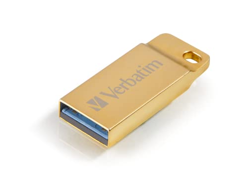 Verbatim Executive USB-Stick aus Metall, 16 GB, USB 3.2 Gen 1, USB Speicherstick, für Laptop Notebook Ultrabook TV Autoradio, USB-3-Stick, Datenstick inklusive Schlüsselring, Gold von Verbatim