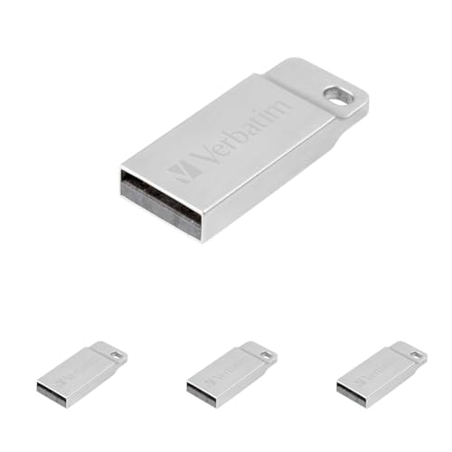 Verbatim Executive USB-Stick aus Metall 64 GB, USB 2.0, USB Speicherstick, für Laptop Notebook Ultrabook TV Autoradio, USB 2.0 Stick, Datenstick inklusive Schlüsselring, Silber (Packung mit 4) von Verbatim
