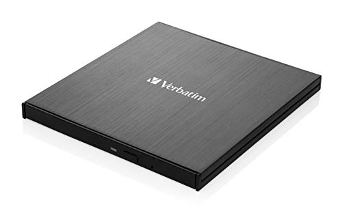 Verbatim External Slimline CD/DVD Writer, USB 3.2 Gen1 mit USB-C Anschluss inkl. USB-C auf USB-A-Kabel, kompaktes Design, Externer DVD-Brenner, Externes CD-Laufwerk, Schlankes Design von Verbatim