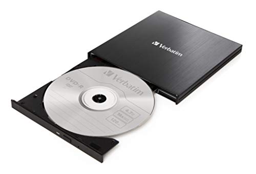 Verbatim Externer Slimline Blu-ray-Writer, USB 3.2 Gen 1 mit USB-C Anschluss, Ultra HD 4K Blu-ray-Player mit 5 x 25 GB Mdisc Bluray Rohlingen von Verbatim