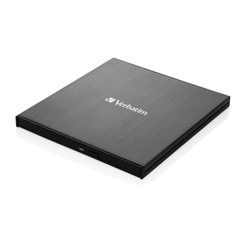 Verbatim Externer Slimline Bluray Writer mit USB 3.2-Kabel, externer DVD und Bluray Brenner, ideal für Notebooks und Computer ohne Laufwerk, Bluray Player & DVD Drive für Wiedergabe in Ultra HD 4K von Verbatim