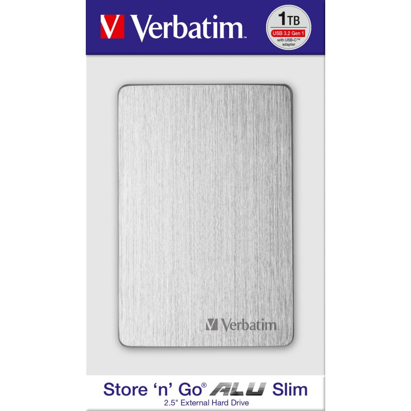 Verbatim Festplatte 1TB USB 3.2, A-C, 6.35cm (2.5''), silber von Verbatim