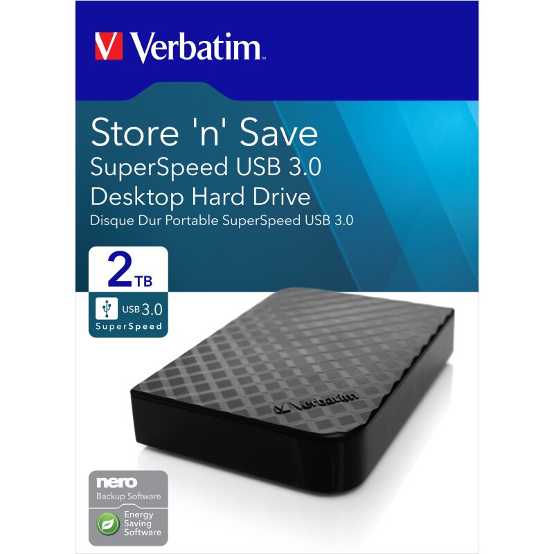 Verbatim Festplatte 2TB, USB 3.0, 8.89cm (3.5''), schwarz von Verbatim