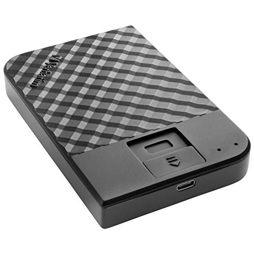 Verbatim Fingerprint Secure, 2 TB, Schwarz, Externe Festplatte mit Fingerabdruckscanner, USB 3.1 GEN 1, Festplatte extern, für Windows & Mac OSX, tragbare Festplatte, USB Festplatte von Verbatim