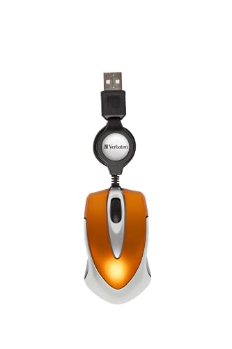 Verbatim Go-Mini optische Travel-Maus, kleine Computermaus mit einziehbarem Kabel, USB-A, USB-Maus mini mit 1000 dpi, für Laptop, Notebook, PC & MAC, kompaktes Design, Volcanic Orange von Verbatim