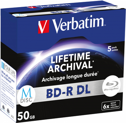 Verbatim M-Disc - 5 x BD-R DL - 50GB 6x - mattsilber - Jewel Case (Schachtel) (43846) von Verbatim