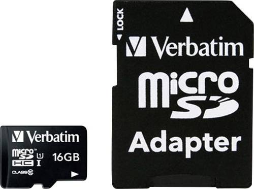 Verbatim MICRO SDHC 16GB CL 10 ADAP microSDHC-Karte 16GB Class 10 inkl. SD-Adapter Verbatim MICRO SDHC 16GB CL 10 ADAP microSDHC-Karte 16GB Class 10 inkl. SD-Adapter von Verbatim