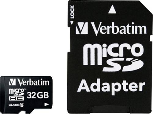 Verbatim MICRO SDHC 32GB CL 10 ADAP microSDHC-Karte 32GB Class 10 inkl. SD-Adapter von Verbatim