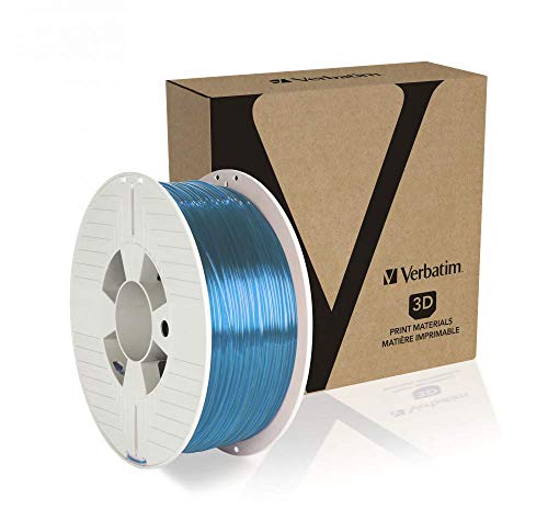 Verbatim PET-G-Filament 3D-Druck, 1,75mm, 1kg, Polyethylenterephthalat-Glykol-Filament zur Materialextrusion, 3D-Drucker & 3D-Stift, 3D-Drucker-Filament aus PET-G, blau-transparent von Verbatim