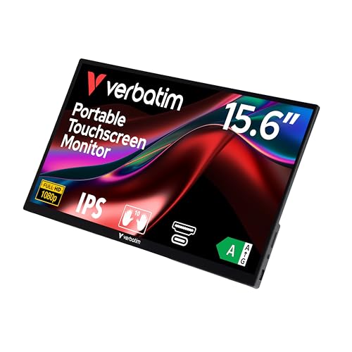 Verbatim PMT-15, Portable Touchscreen Monitor, mobiler 15,6" Full HD Bildschirm für Laptop, Tablet, Smartphone, PS5 oder Nintendo Switch mit USB-A-, USB-C- sowie HDMI-Anschluss, schwarz Verbatim PMT-15, Portable Touchscreen Monitor, mobiler 15,6" Full HD Bildschirm für Laptop, Tablet, Smartphone, PS5 oder Nintendo Switch mit USB-A-, USB-C- sowie HDMI-Anschluss, schwarz von Verbatim