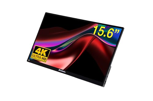 Verbatim Portable Touchscreen Monitor 4K, mobiler 15,6" Bildschirm, tragbarer HRD Screen für Laptop, Tablet, Smartphone, PS5 oder Nintendo Switch mit USB-C- und HDMI-Anschluss, schwarz von Verbatim
