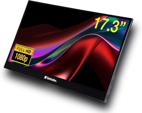 Verbatim PMT-17, Portable Touchscreen Monitor, mobiler 17,3" Full HD Bildschirm für Laptop, Tablet, Smartphone, PS5 oder Nintendo Switch mit USB-A-, USB-C- sowie HDMI-Anschluss, schwarz Verbatim PMT-17, Portable Touchscreen Monitor, mobiler 17,3" Full HD Bildschirm für Laptop, Tablet, Smartphone, PS5 oder Nintendo Switch mit USB-A-, USB-C- sowie HDMI-Anschluss, schwarz von Verbatim