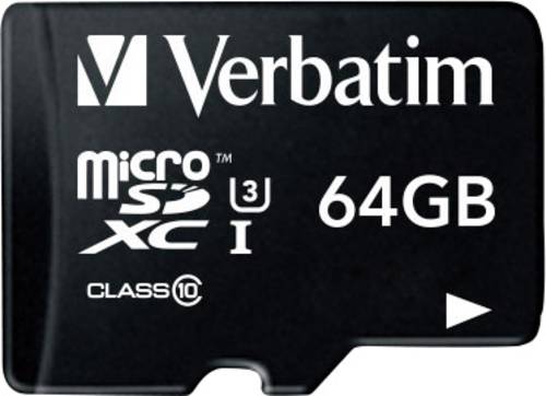 Verbatim PRO microSDXC-Karte 64GB Class 10, UHS-I, UHS-Class 3 inkl. SD-Adapter von Verbatim
