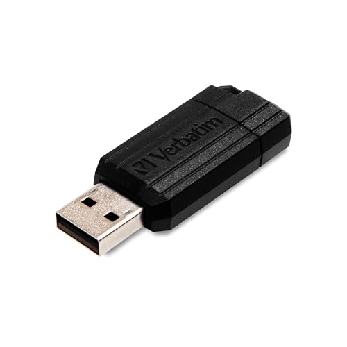 Verbatim PinStripe USB-Stick 128GB, USB 2.0, USB Speicherstick, für Laptop Notebook Ultrabook TV Autoradio, USB 2.0 Stick, Datenstick mit Schiebemechanismus, Schwarz von Verbatim
