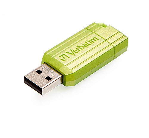 Verbatim PinStripe USB-Stick 16GB, USB 2.0, USB Speicherstick, für Laptop Notebook Ultrabook TV Autoradio, USB 2.0 Stick, Datenstick mit Schiebemechanismus, Eucalyptus Green von Verbatim