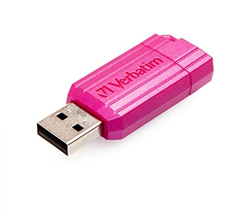 Verbatim PinStripe USB-Stick 32GB, USB 2.0, USB Speicherstick, für Laptop Notebook Ultrabook TV Autoradio, USB 2.0 Stick, Datenstick mit Schiebemechanismus, Hot Pink von Verbatim