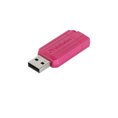 Verbatim PinStripe USB-Stick 32GB, USB 2.0, USB Speicherstick, für Laptop Notebook Ultrabook TV Autoradio, USB 2.0 Stick, Datenstick mit Schiebemechanismus, Hot Pink von Verbatim