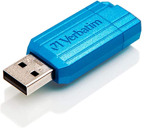 Verbatim PinStripe USB-Stick 64GB, USB 2.0, USB Speicherstick, für Laptop Notebook Ultrabook TV Autoradio, USB 2.0 Stick, Datenstick mit Schiebemechanismus, Carribean Blue von Verbatim
