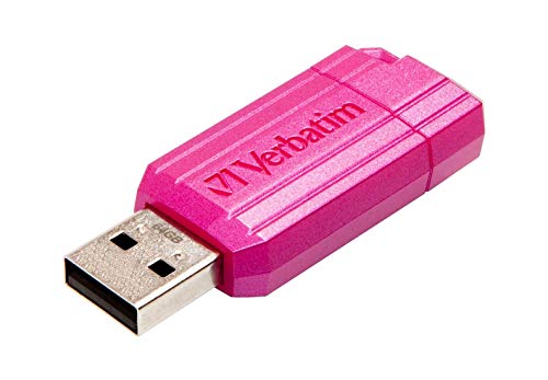 Verbatim PinStripe USB-Stick 64GB, USB 2.0, USB Speicherstick, für Laptop Notebook Ultrabook TV Autoradio, USB 2.0 Stick, Datenstick mit Schiebemechanismus, Hot Pink von Verbatim