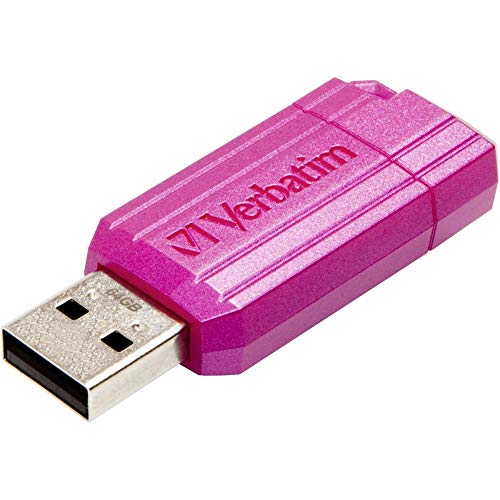 Verbatim PinStripe USB-Stick 64GB, USB 2.0, USB Speicherstick, für Laptop Notebook Ultrabook TV Autoradio, USB 2.0 Stick, Datenstick mit Schiebemechanismus, Hot Pink von Verbatim