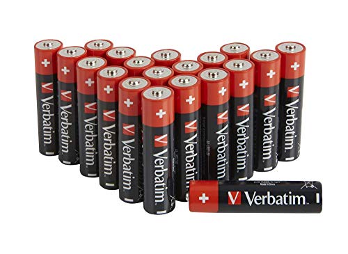 Verbatim Premium AA-Alkalibatterien, 1,5V, AA-LR6 Mignon, Mignon-Batterien AA, Batterien für MP3-Player, Kamera, Fernbedienung, Rasierapparat UVM, Premium Alkaline-Batterie, 20 Stück von Verbatim