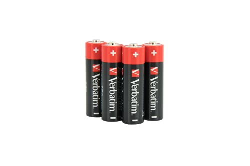 Verbatim Premium AA-Alkalibatterien, 1,5V, AA-LR6 Mignon, Mignon-Batterien AA, Batterien für MP3-Player, Kamera, Fernbedienung, Rasierapparat uvm, Premium Alkaline-Batterie, 4 Stück von Verbatim