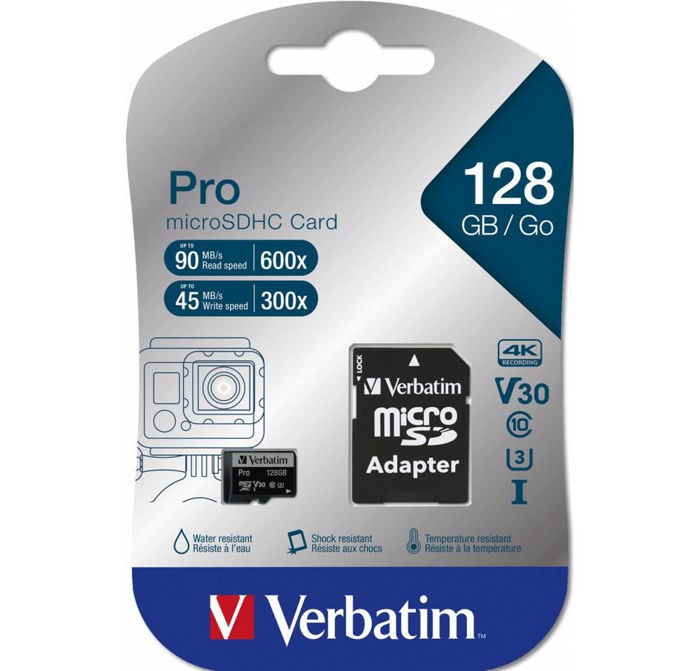 Verbatim Pro microSD 128 GB mit Adapter micro SD Speicherkarte Speicherkarte Verbatim Pro microSD 128 GB mit Adapter micro SD Speicherkarte Speicherkarte von Verbatim