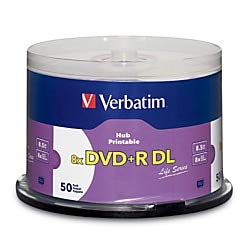 Verbatim R Inkjet Hub Printable DVD + R DL Spindel, WeiÃ, 50ÂStück von Verbatim