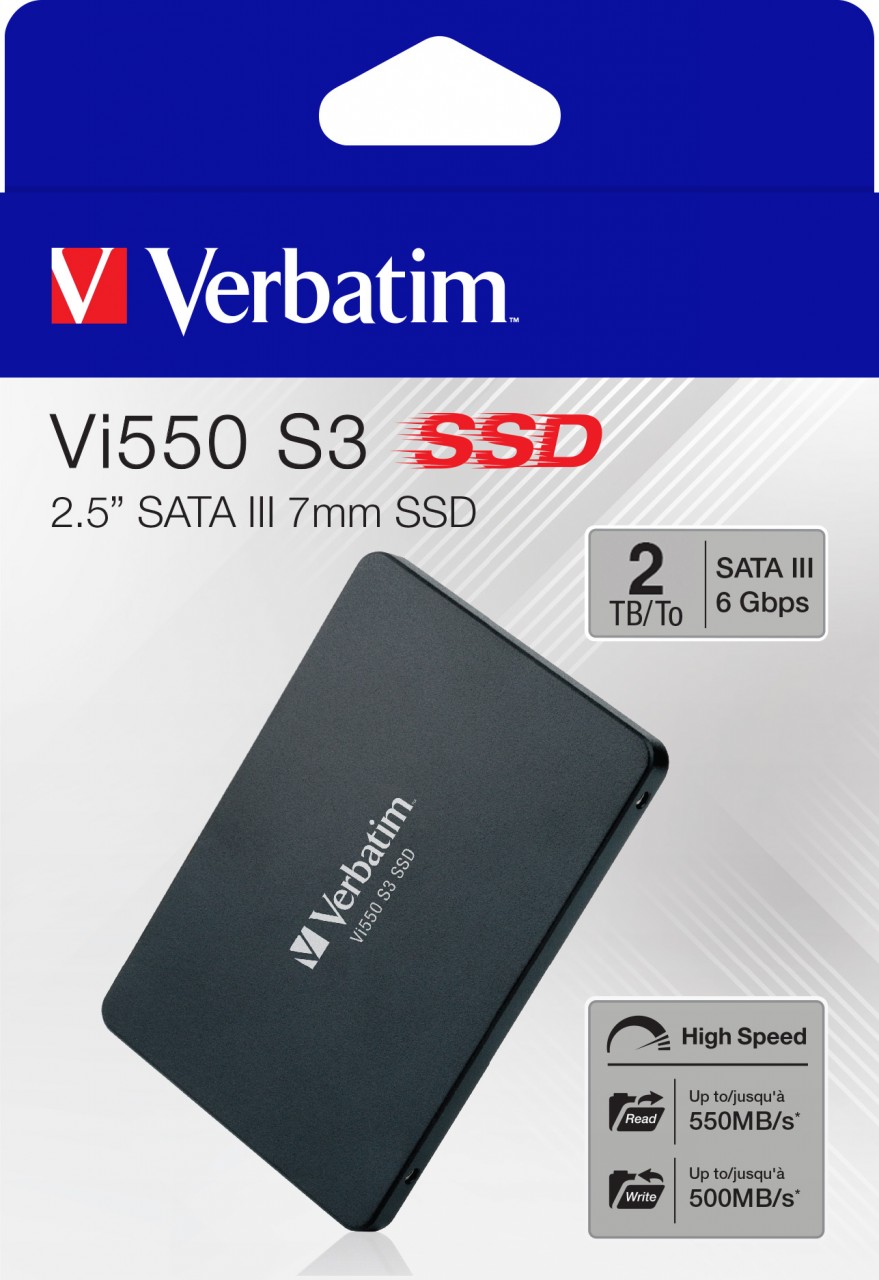 Verbatim SSD 2TB, SATA-III, 6.35cm (2.5''), Vi550 (R) 550MB/s, (W) 500MB/s, Retail von Verbatim