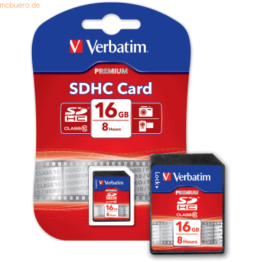 Verbatim Speicherkarte SD HC 16GB Class 10 von Verbatim