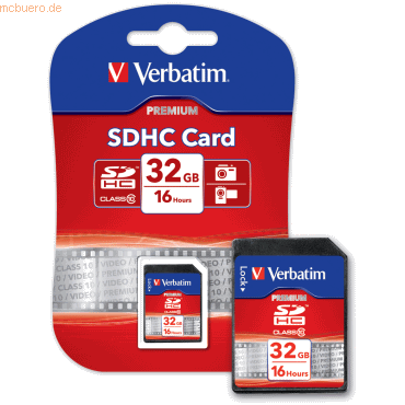 Verbatim Speicherkarte SD HC 32GB Class 10 von Verbatim