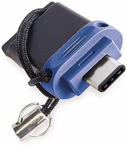 Verbatim Store 'n' Go Dual USB-Stick, USB 3.2 Gen 1 & USB-C, 32GB, 2 in 1 Speicherstick, USB-C/USB-A, externer Speicher für Smartphone Laptop Notebook & Co, Datenstick, blau/schwarz von Verbatim