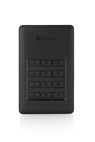 Verbatim Store ‘n’ Go Secure Portable, 2 TB, Schwarz, Externe Festplatte mit Code-Zugang, USB 3.1 GEN 1, Festplatte extern, für Windows & MacOSX, tragbare Festplatte, USB Festplatte von Verbatim