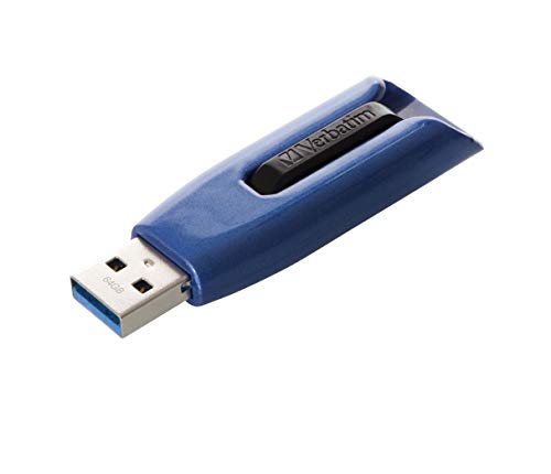 Verbatim Store 'n' Go V3 MAX USB-Stick, USB-3.2 Gen 1, 64GB, Speicherstick mit Schiebemechanismus, SuperSpeed-Schnittstelle, externer Speicher für Laptop Notebook & Co, blau/schwarz von Verbatim