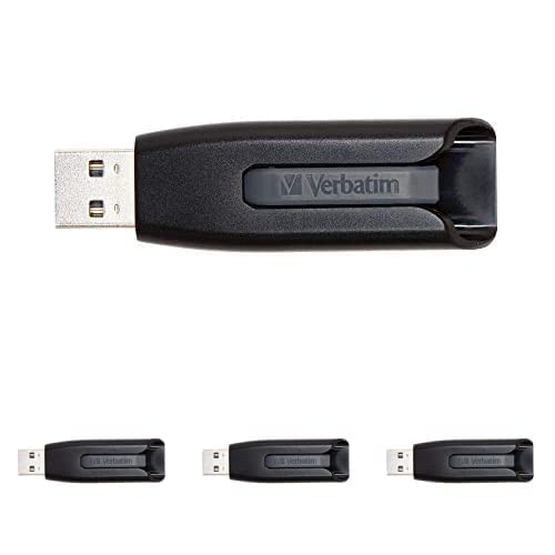 Verbatim Store 'n' Go V3 USB-Stick, USB-3.2 Gen1, 32 GB, Speicherstick mit Schiebemechanismus, USB-3 mit SuperSpeed-Schnittstelle, externer Speicher für Laptop Notebook & Co, schwarz, 4er Pack von Verbatim