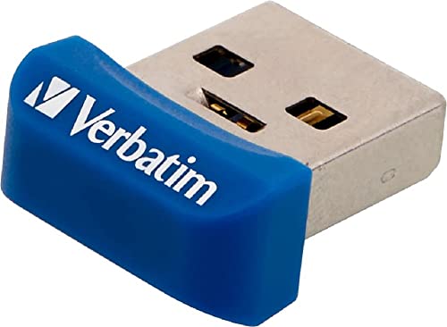 Verbatim Store 'n' Stay Nano USB-Stick, USB-3.2 Gen1, 64 GB, Speicherstick mini, USB-3-Stick für Laptop Notebook Ultrabook TV Autoradio, USB Nano Stick, flacher USB-Stick, blau von Verbatim