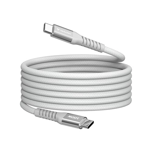 Verbatim Sync & Charge 100 W Ladekabel USB C PD 3.0, USB C auf USB C Kabel 120 cm, Schnellladekabel kompatibel mit iPhone 16 Pro Max, iPhone 15, Samsung, MacBook Air, iPad, Pixel 9, robust, Grau von Verbatim