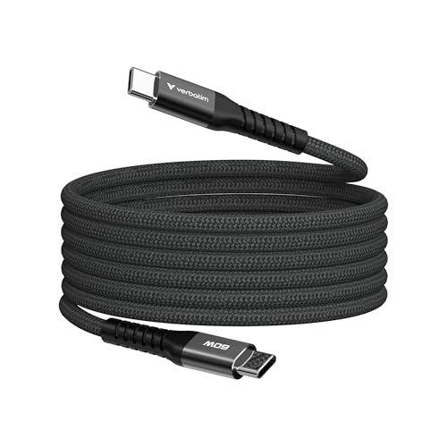 Verbatim Sync & Charge 60 W Ladekabel USB C PD 3.0, USB C auf USB C Kabel 120 cm, Schnellladekabel kompatibel mit iPhone 16 Pro Max, iPhone 15, Samsung, MacBook Air, iPad, Pixel 9, robust, Schwarz Verbatim Sync & Charge 60 W Ladekabel USB C PD 3.0, USB C auf USB C Kabel 120 cm, Schnellladekabel kompatibel mit iPhone 16 Pro Max, iPhone 15, Samsung, MacBook Air, iPad, Pixel 9, robust, Schwarz von Verbatim