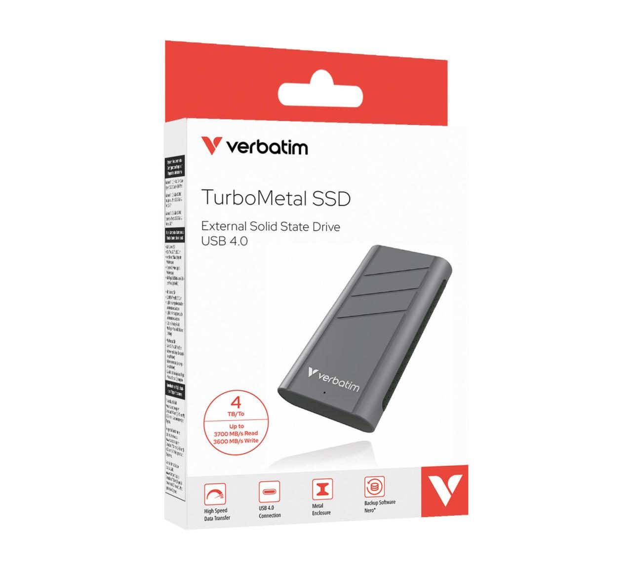 Verbatim TurboMetal USB 4.0 Externe SSD - 4 TB Verbatim TurboMetal USB 4.0 Externe SSD - 4 TB von Verbatim