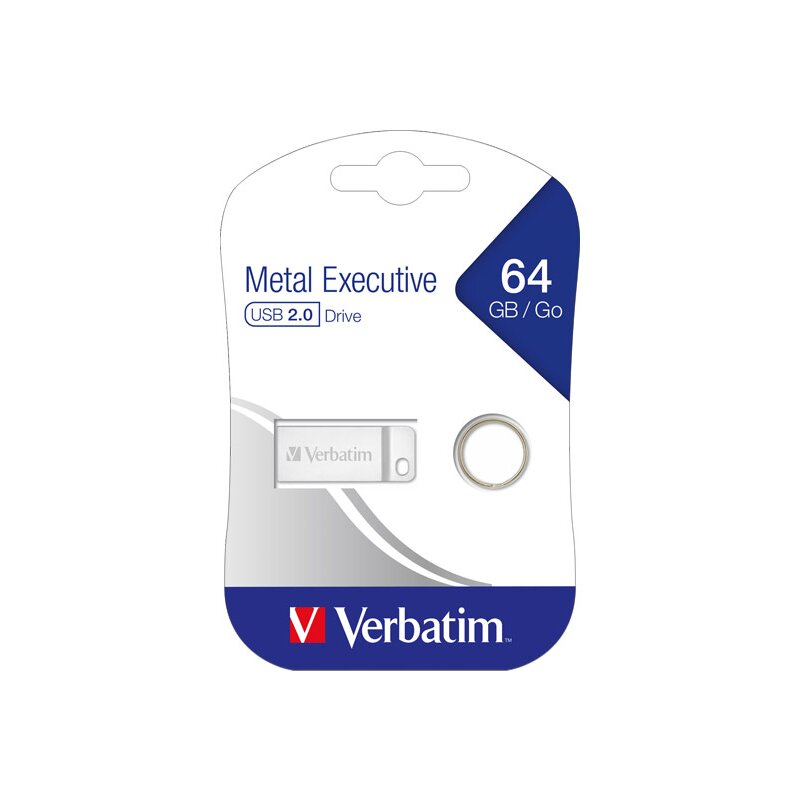 Verbatim USB 2.0 Stick 64GB, Metal Executive, Silber von Verbatim