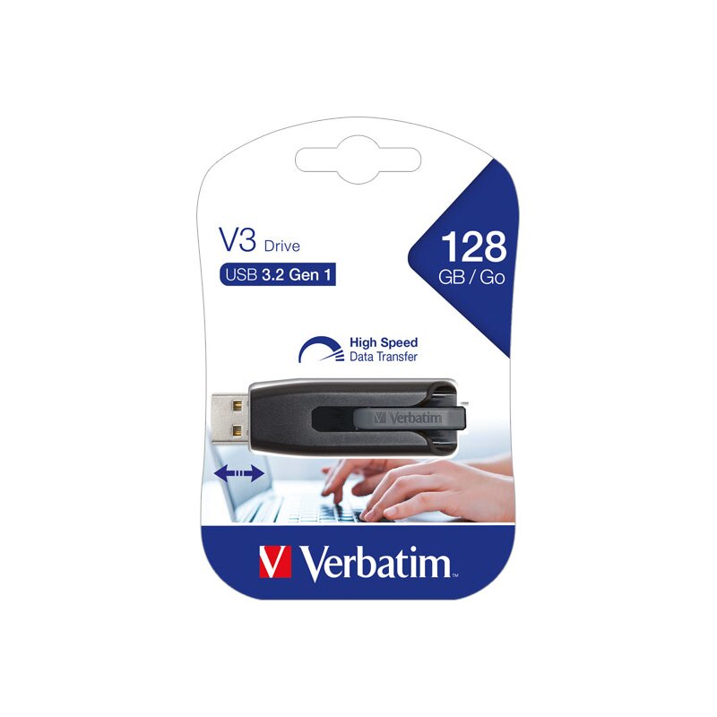 Verbatim USB 3.2 Stick 128GB, V3 Drive, grau von Verbatim