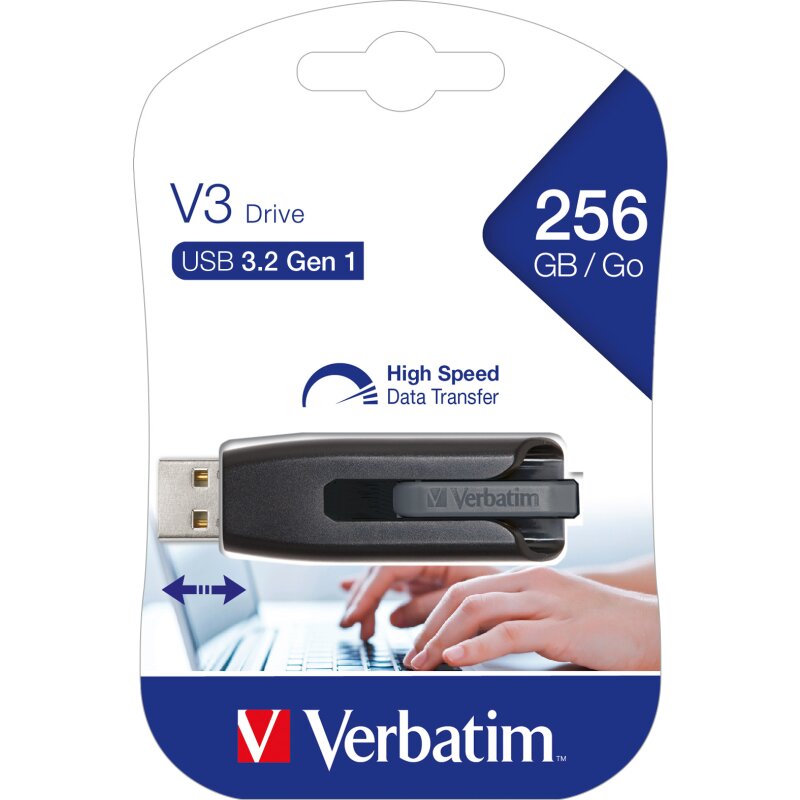 Verbatim USB 3.2 Stick 256GB, V3 Drive, grau von Verbatim