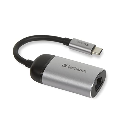 Verbatim USB-C auf Gigabit Ethernet Adapter, für USB-C-fähige Laptops, Notebooks, MacBooks uvm, kompaktes Design, USB-C zu GbE, USB-C Netzwerk-Adapter, inkl. 10 cm USB-C-Kabel von Verbatim
