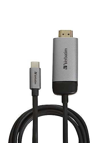 Verbatim USB-C auf HDMI Adapter 4K, kompatibel mit Thunderbolt 3 und USB-C-fähigen Laptops, Notebooks, MacBooks uvm, USB-C zu HDMI-Kabel, USB-C-Adapter bis Ultra HD 4K-Auflösung, 1,5 m von Verbatim