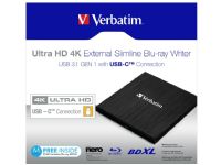 Verbatim Ultra HD 4K - Disk drev - BDXL-Brenner - 6x/4x - SuperSpeed USB 3.1 Gen 1 - ekstern von Verbatim