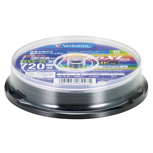 Verbatim Blu-ray Disc für 1-fache Aufnahme BD-R XL 100GB 10 Blatt weiß bedruckbar einseitig 3-lagig 2-4x Geschwindigkeit VBR520YP10SV2 von Verbatim