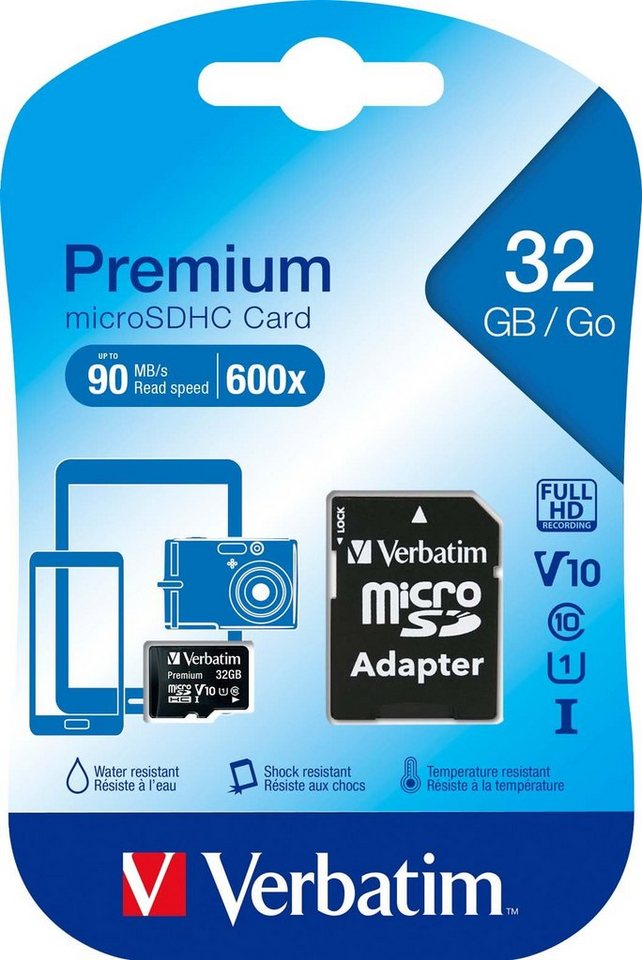 Verbatim VERBATIM 32 GB SD Micro (SDHC) Class 10 Micro SD-Karte von Verbatim
