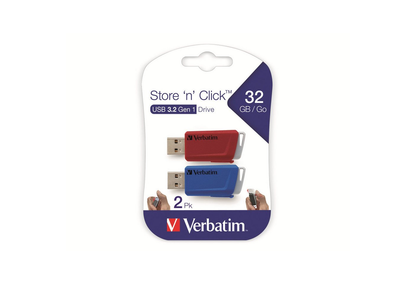 Verbatim VERBATIM USB-Stick Click, 32 GB, 2er Pack USB-Stick von Verbatim